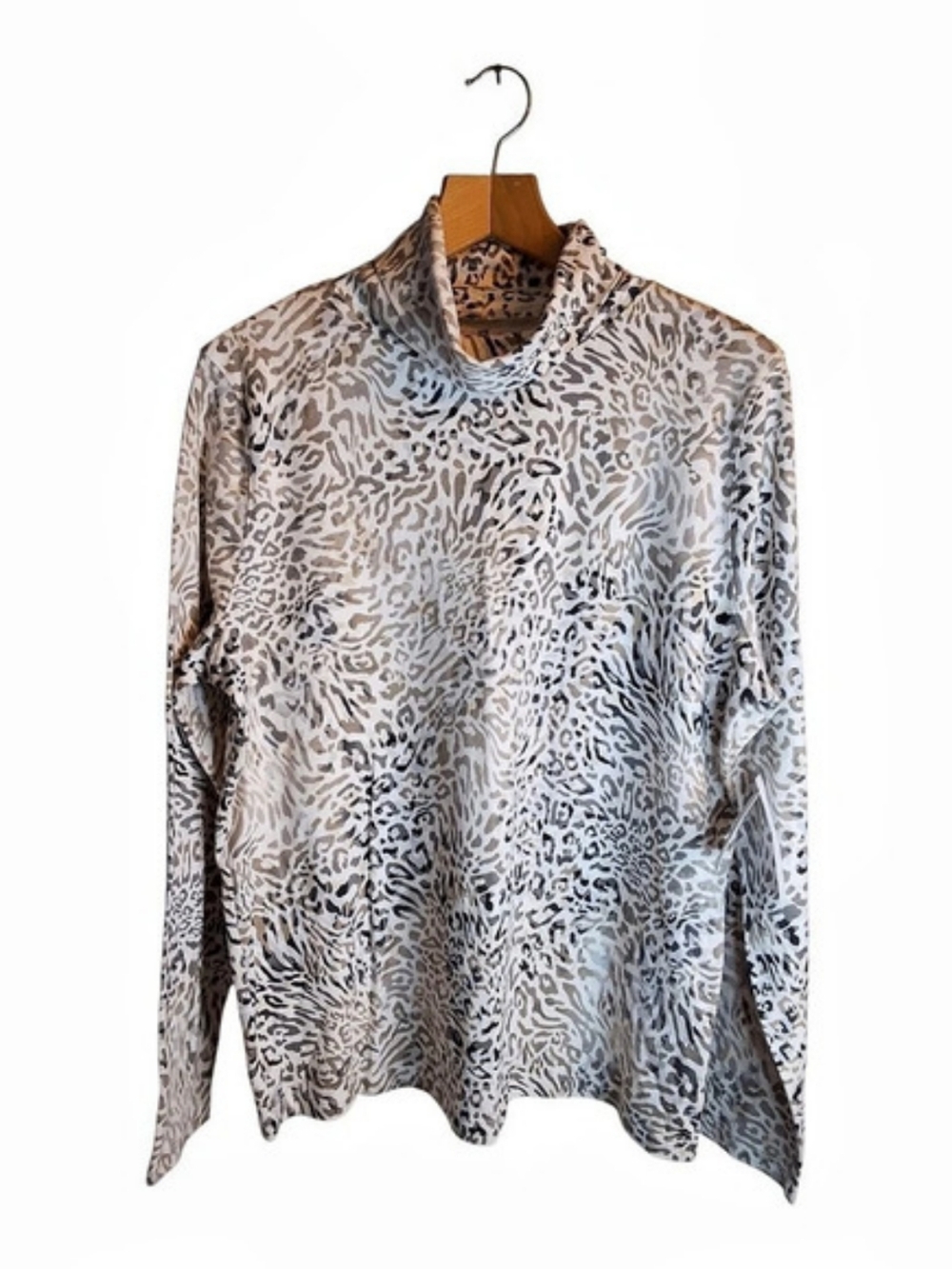Liz Claiborne Knit Turtleneck Animal Print Turtleneck Gray XL NWT